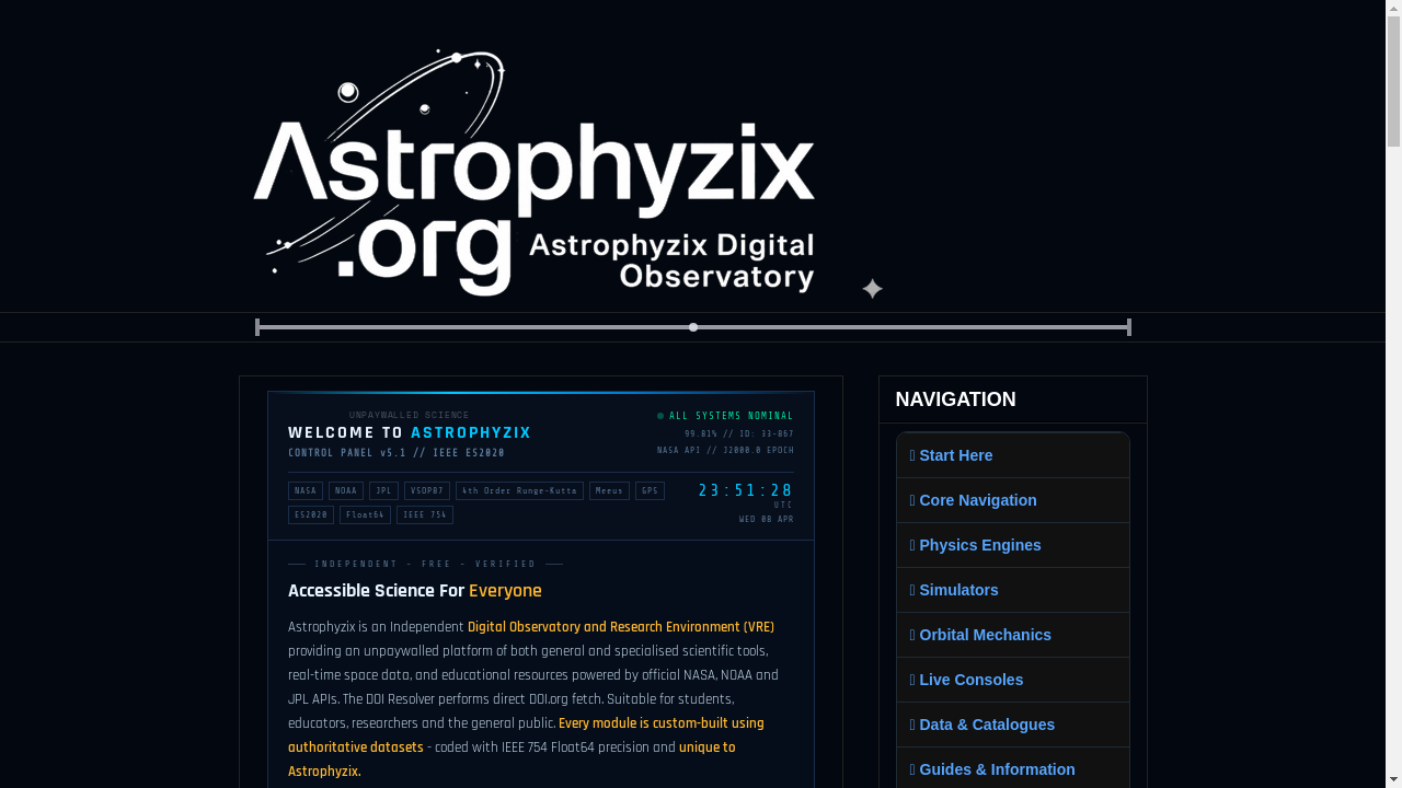 astrophyzix.org desktop screenshot b2b webiste scoring