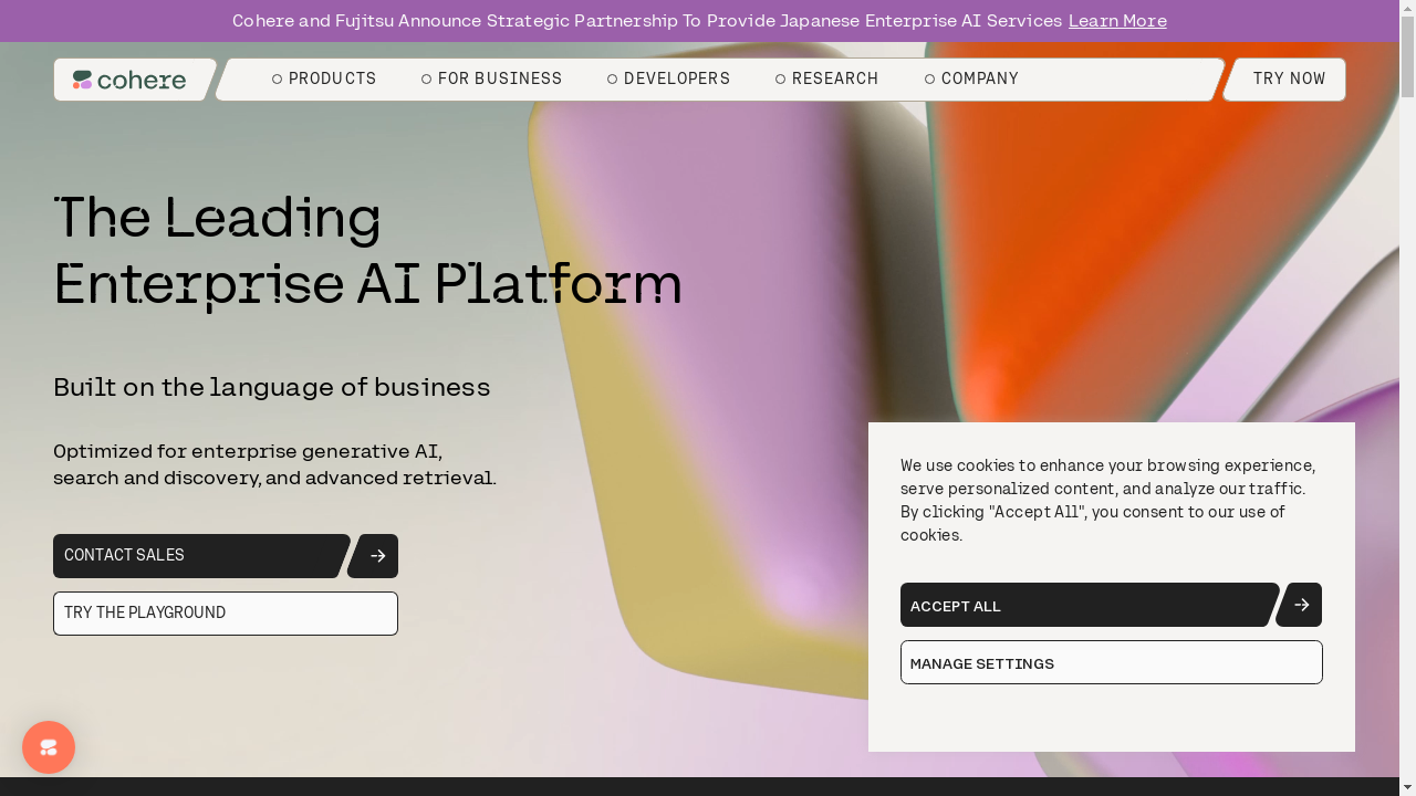 cohere.com desktop screenshot b2b webiste scoring