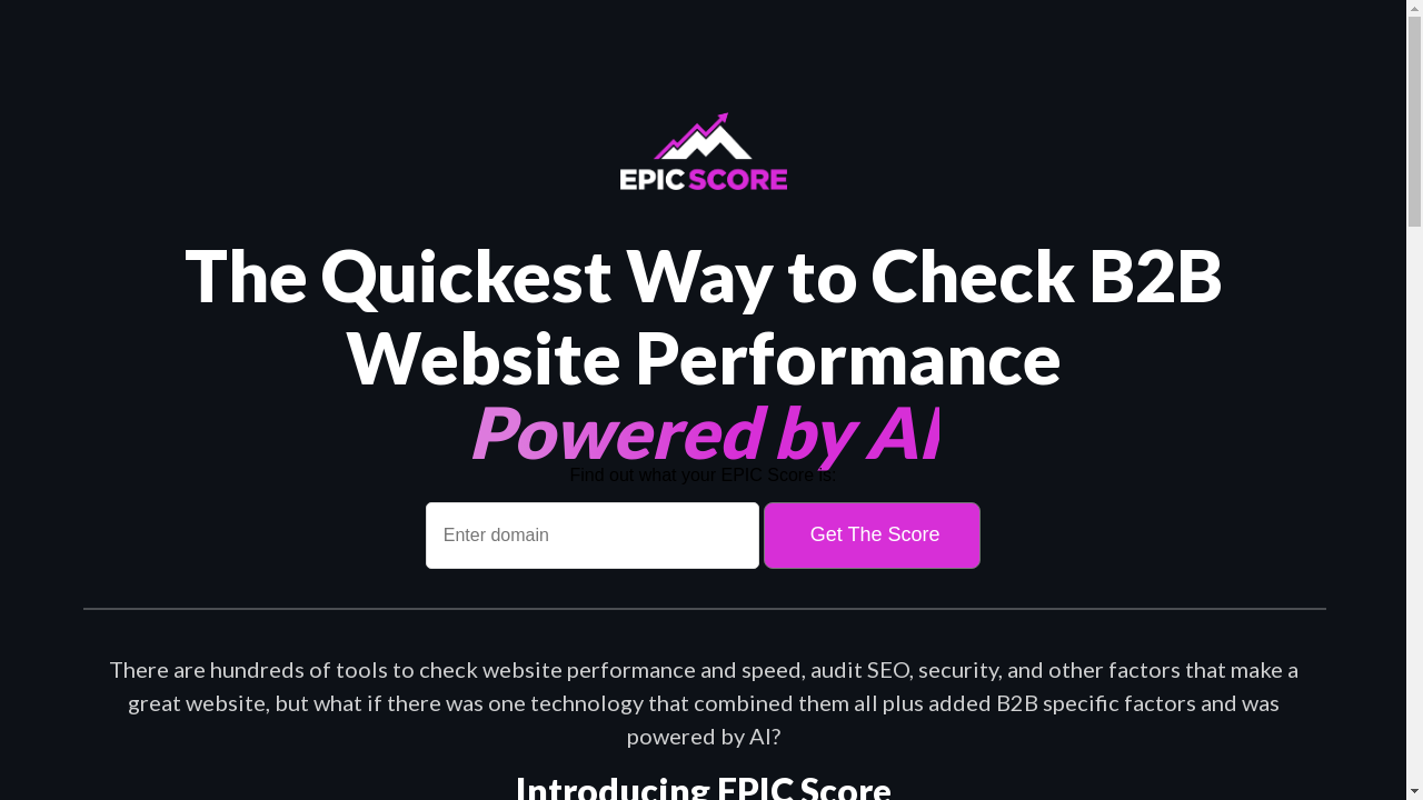 epicscore.ai desktop screenshot b2b webiste scoring