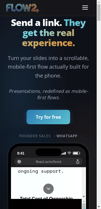 flow2.co mobile screenshot b2b website scoring