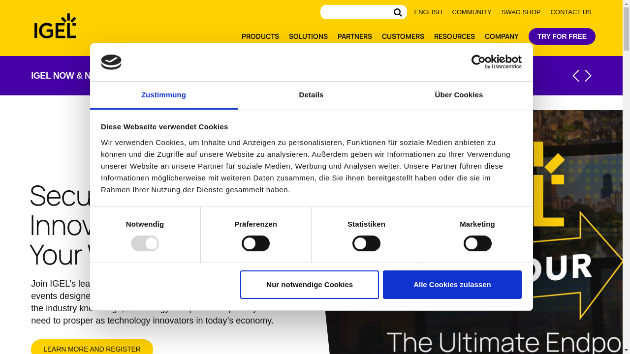 igel.com desktop screenshot b2b webiste scoring