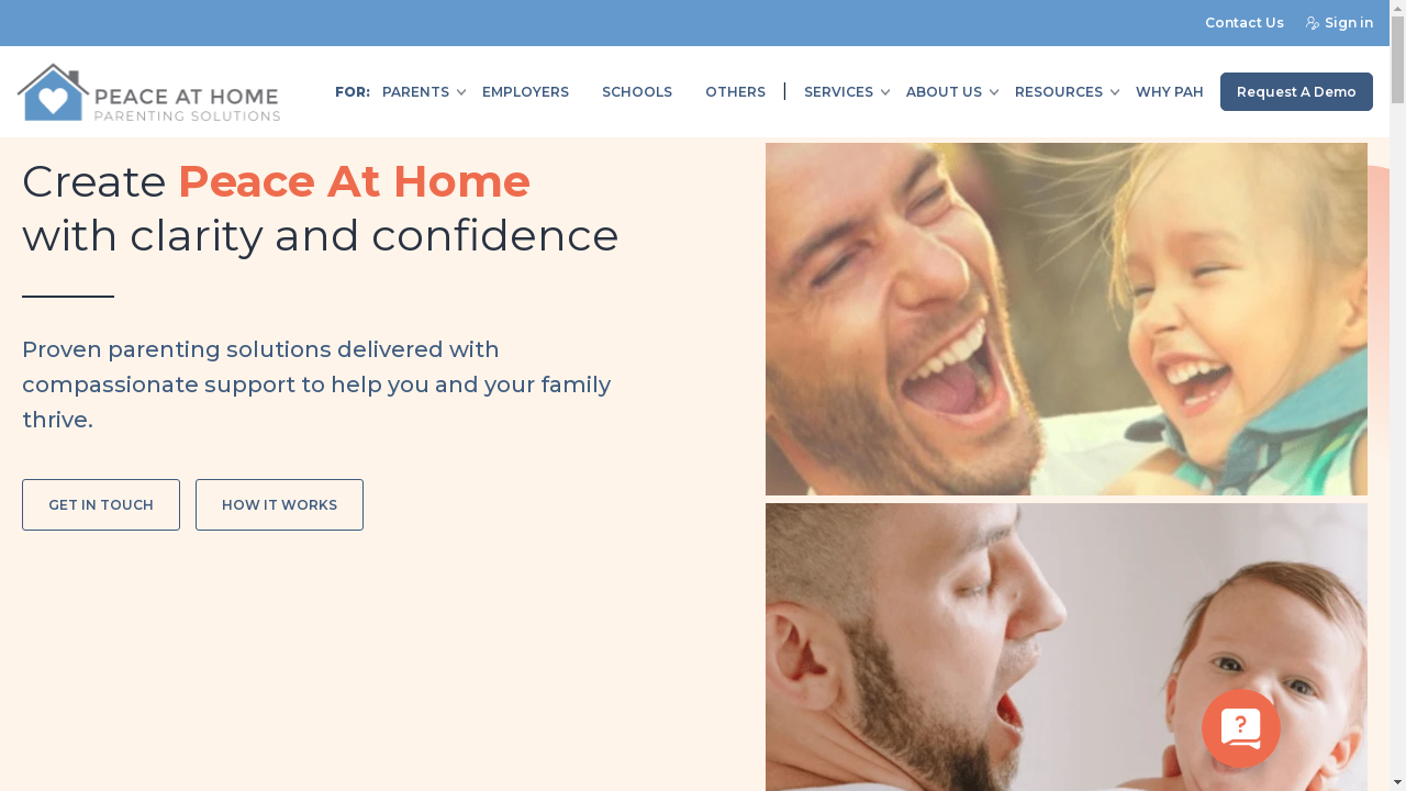 peaceathomeparenting.com desktop screenshot b2b webiste scoring