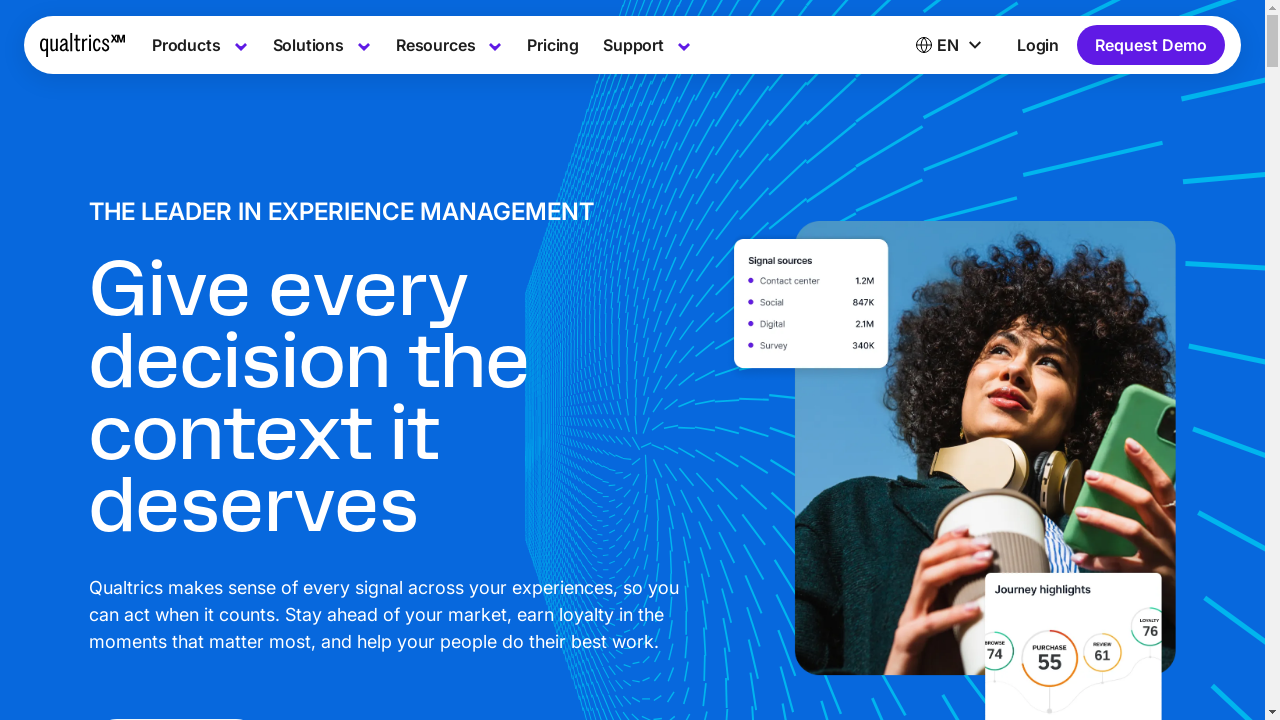 qualtrics.com desktop screenshot b2b webiste scoring