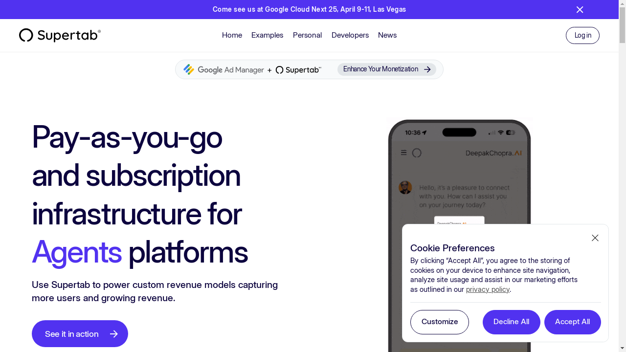 supertab.co desktop screenshot b2b webiste scoring