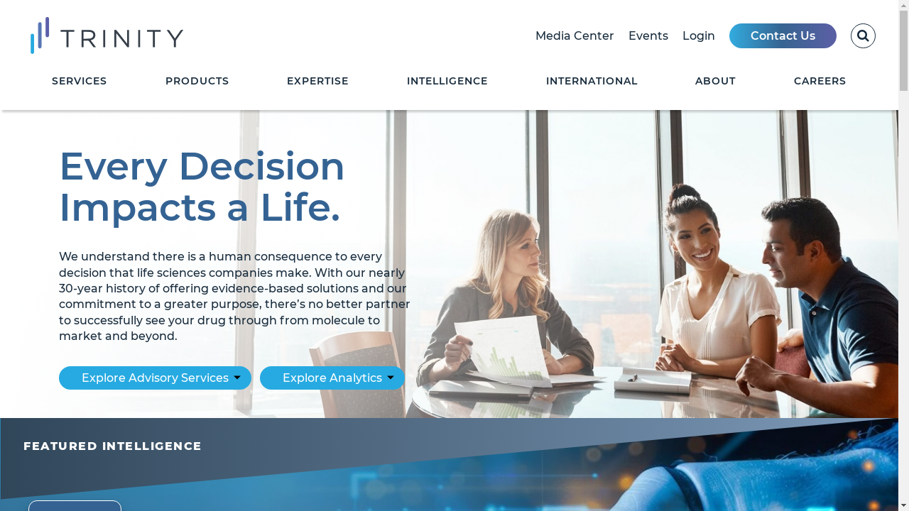 trinitylifesciences.com desktop screenshot b2b webiste scoring