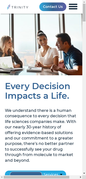 trinitylifesciences.com mobile screenshot b2b website scoring